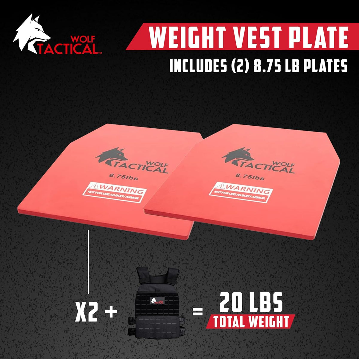 Weight Vest Plates - 5.75/8.75/14.5/19.75LB Pairs - Wods, Strength Training, Running, Heavy Workouts